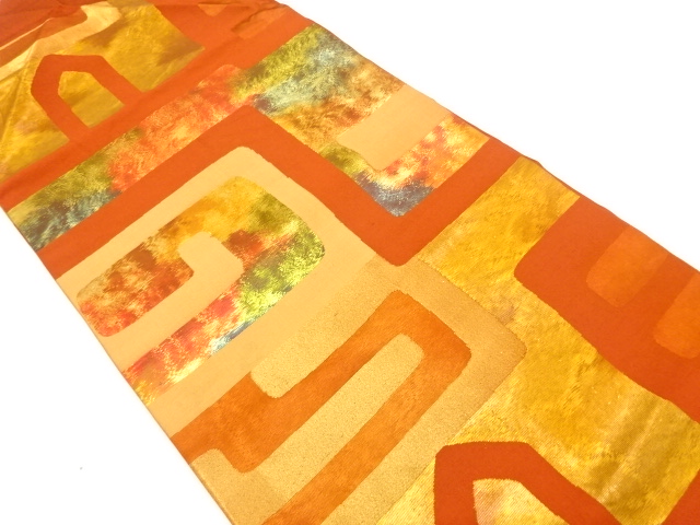 引き箔抽象模様織り出し名古屋帯